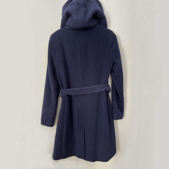 Calvin Klein Women's Blue Hooded Wool Coat, Size 10 - Picture 3 of 10